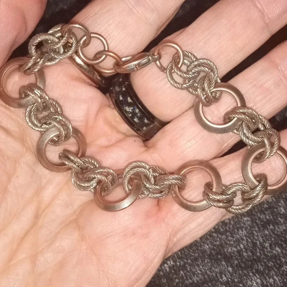 Linked Circles/Chainmail Bracelet Silvertone - image 2
